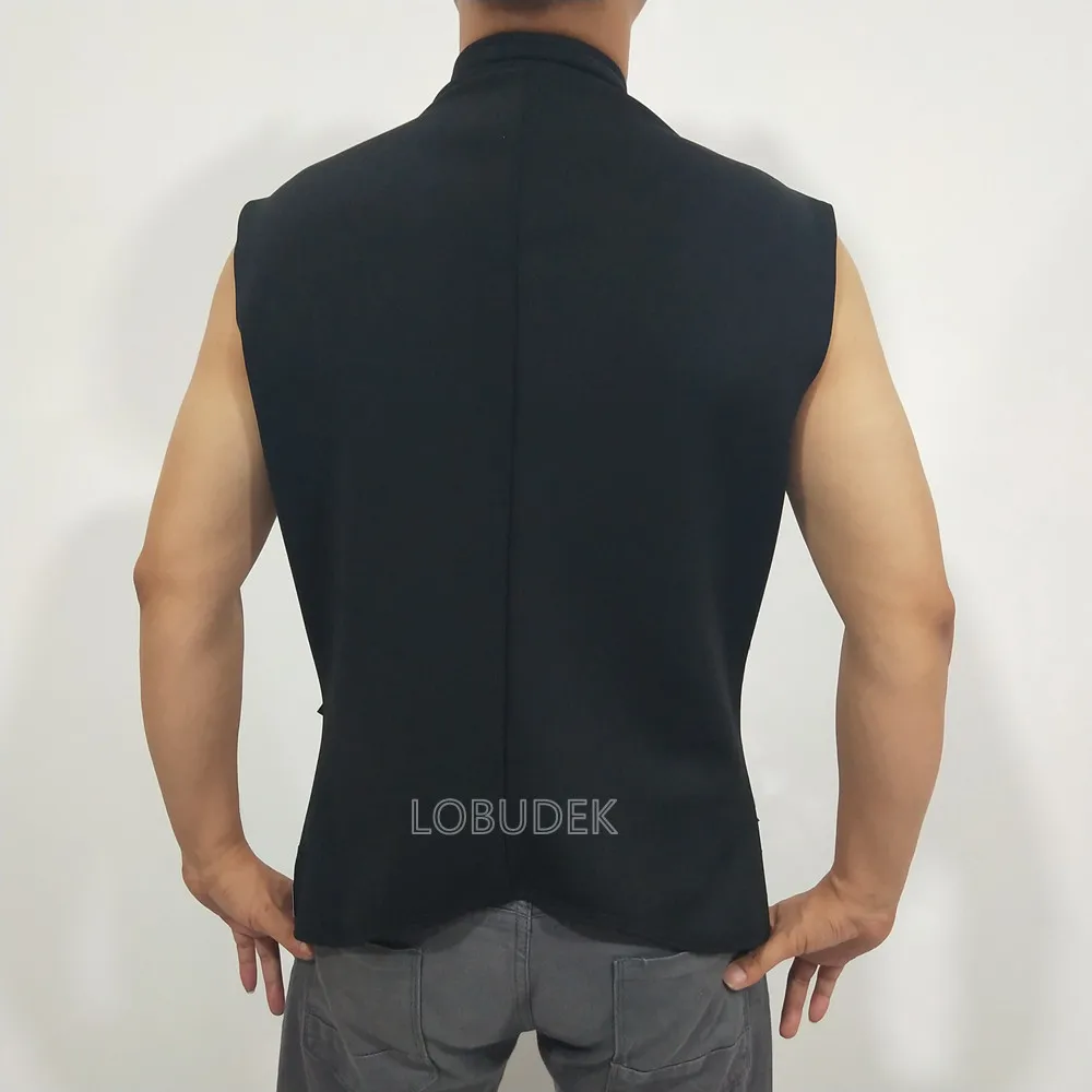 Stage Performance Costume Male Stage Costume Glitter Mirror Rhinestone Waistcoat Sequin Crystal Vest Coat For Male Singer Bar Concert Stage Performance Drummer Dance Costume