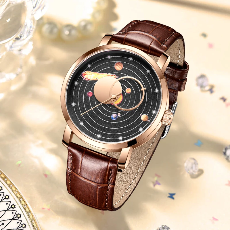 LIGE New Rose Gold Watch Women Watches Ladies Creative Leather Women's Bracelet Watches Female Waterproof Clock Montre Femme+BOX