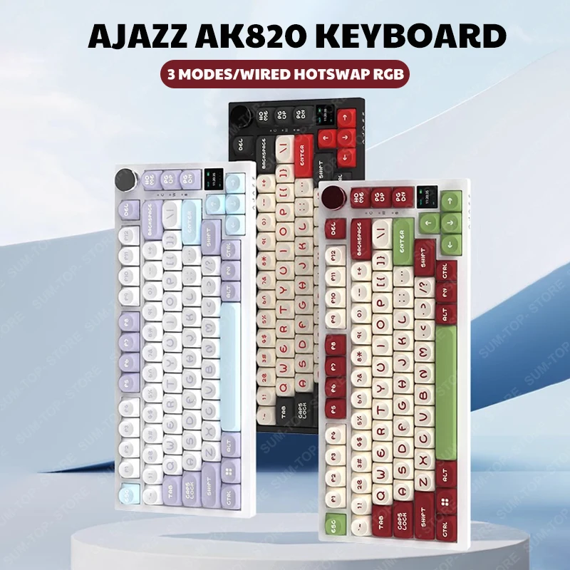 

Ajazz Ak820 Mini Wireless/Wired Mechanical Keyboard Gamer 2.4G Bluetooth Gaming Keyboard RGB Hot-Swap Non-contact Keyboard