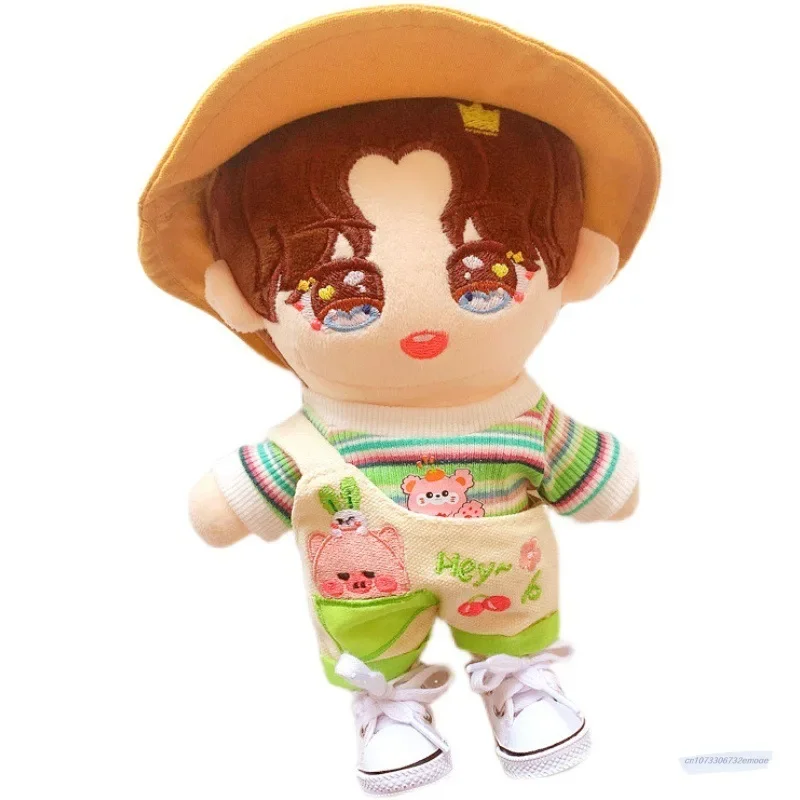 

20cm doll clothes T-shirt shoulder strap pants hat dolls accessories our generation Korea Kpop EXO idol Dolls gift DIY