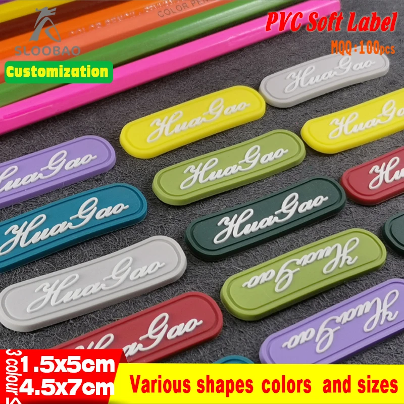 Three-colour Sew On Private Color 3D PVC Soft Silicone Label Tags For Shoes Garment Accessories