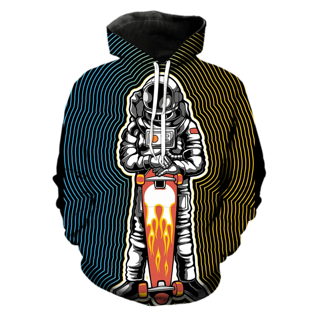 

Cartoon Astronaut Men's Hoodies Oversized With Hood Jackets Teens Spring Fashion 2022 Hot Sale Cool Pullover 3D Print Hip Hop