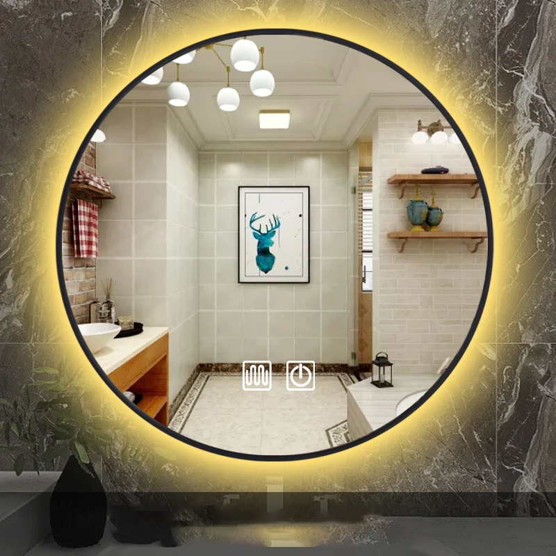 

Round Large Bathroom Mirror Makeup Light Bath Cosmetic Led Bathroom Mirror Big 360 Frameless Spiegel Rund Home Improvement L