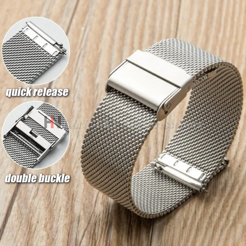 Universal Stainless Steel Mesh Watch Strap – Quick Release Metal Bracelet