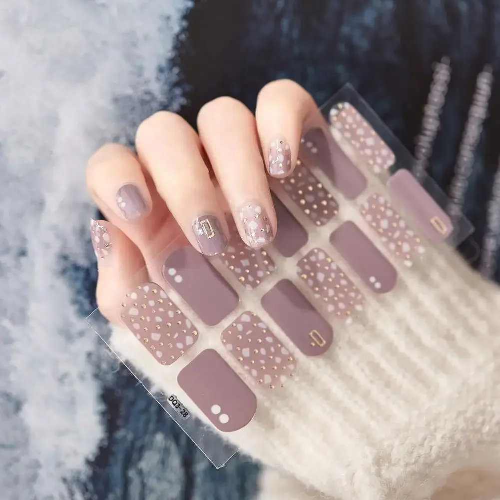 Heallor Semi Cured Gel Nails Art Stickers For Nail Art Diy Manicure Salon 3d Laser Hot Stamping Nail Art Stickers Japanese Color 3