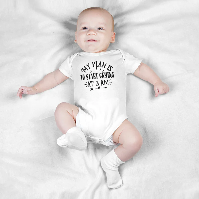 

Keescewow Newborn "my plan" Printing Climsuit High Quality Fashion Short Sleeve Baby Soft Bodysuit