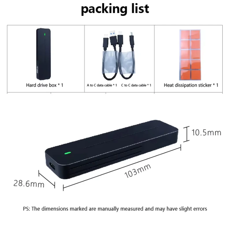 M2 SSD 케이스 M.2 NVMe SATA SSD 외장 케이스 어댑터 10Gbps USB 3.2 Gen2 USB C 외장 케이스 커버 M 및 B&M 키 지원