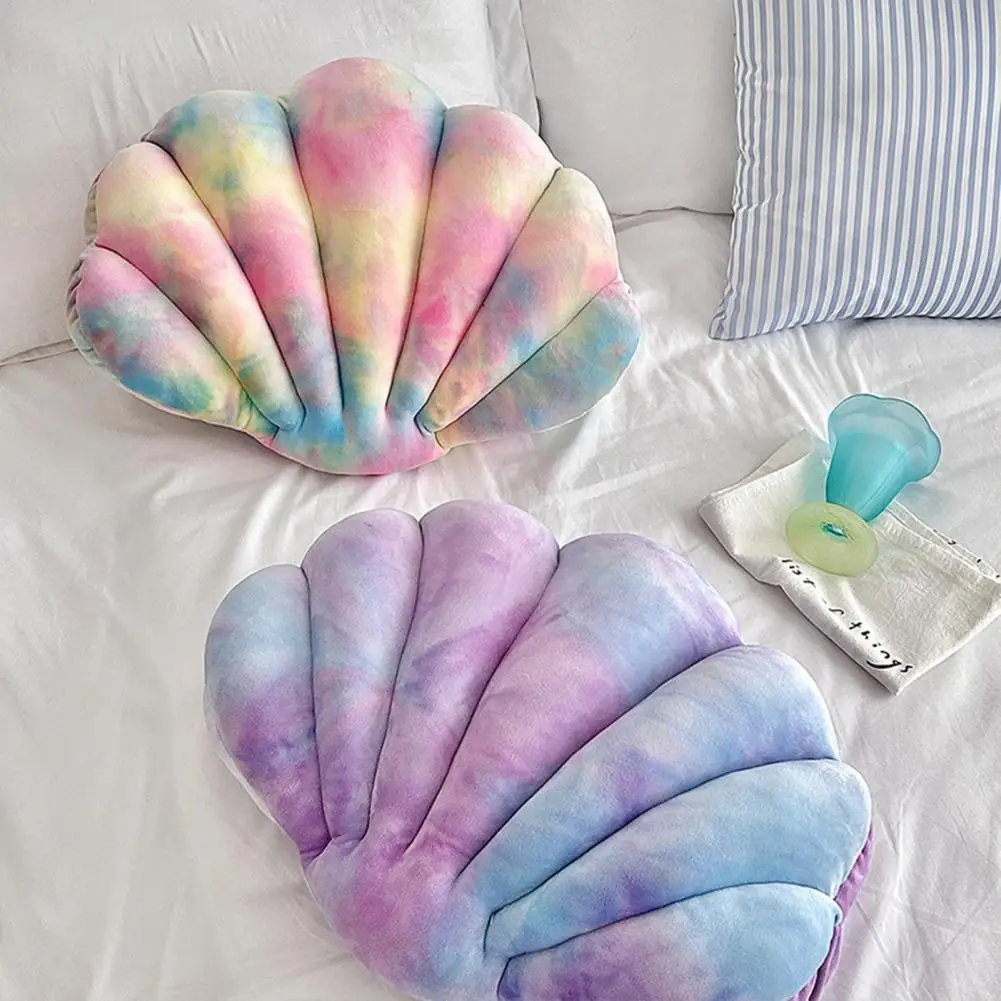 1Pc Throw Pillow Colorful Seashell Shape Fully Filling Plush Stuff Toy Ocean Theme Elastic Sofa Bed Decoration Office Nap Pillow 2