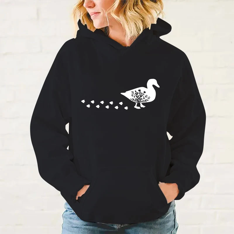 y2k hoodies New Autumn And Winter Fashion Long Sleeve Funny Duck Printed Hoodies Casual Loose Sweatshirt
