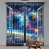 2Pcs Space Galaxy Curtains Universe Nebula Galaxies Solar Planet Suitable For Bedroom Living Room Dining Room And Bathroom 2