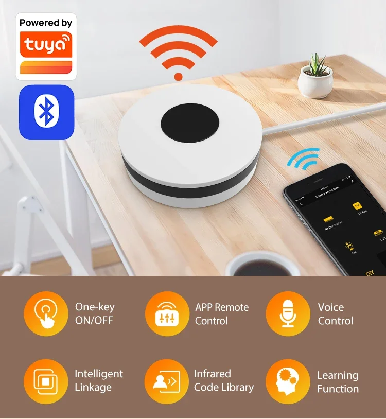 Smart Universal Remote Control Wireless Remote Controller Smart IR Remote Control Bluetooth Voice Remote Control Tuya Smart WiFi IR Remote Control Hub WiFi + 433 for Alexa Google Air Conditioner TV wireless Infrared Universal Remote Controller