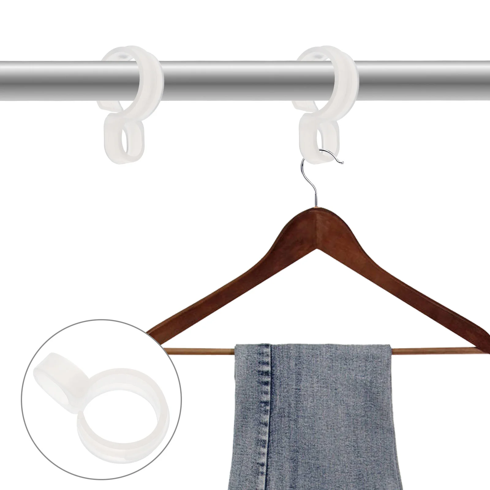 

60pcs Clothes Rod Round Hooks Clothes Hanger Buckle Hooks Useful Windproof Hook