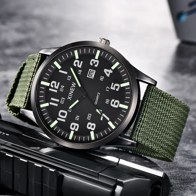 Montre militaire à quartz pour hommes, montres de l'armée en nylon,  bracelet en toile, montre-bracelet de sport décontractée - AliExpress