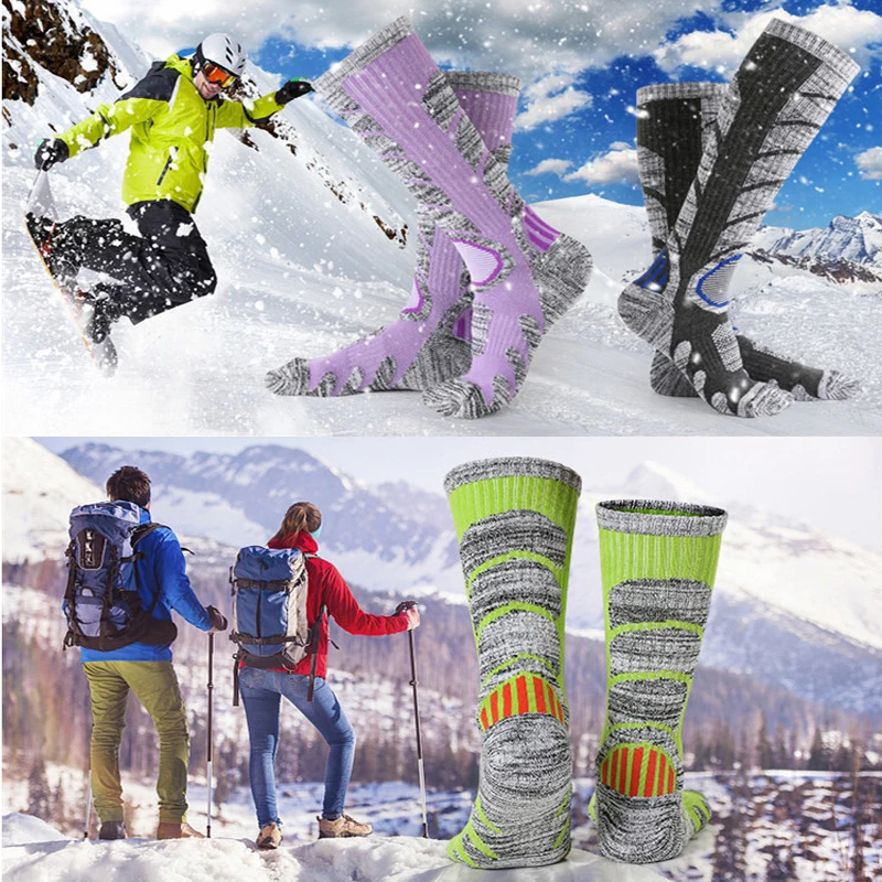 Out Door Sport Winter Snowboard Skiing Socks Hiking Men Women Knee Soccer Compression Stockings meias Calcetines heated sokken