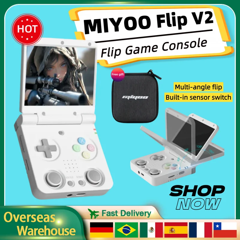 MIYOO FLIP V2 Retro Video Game Console 3.5'' IPS Screen Linux