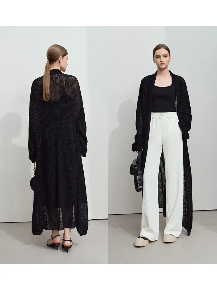 AMII Minimalist Long Sweater Cardigan For Women 2025 Spring New Casual Office Lady Knitted Coats Loose Female Cardigan 12551045 6