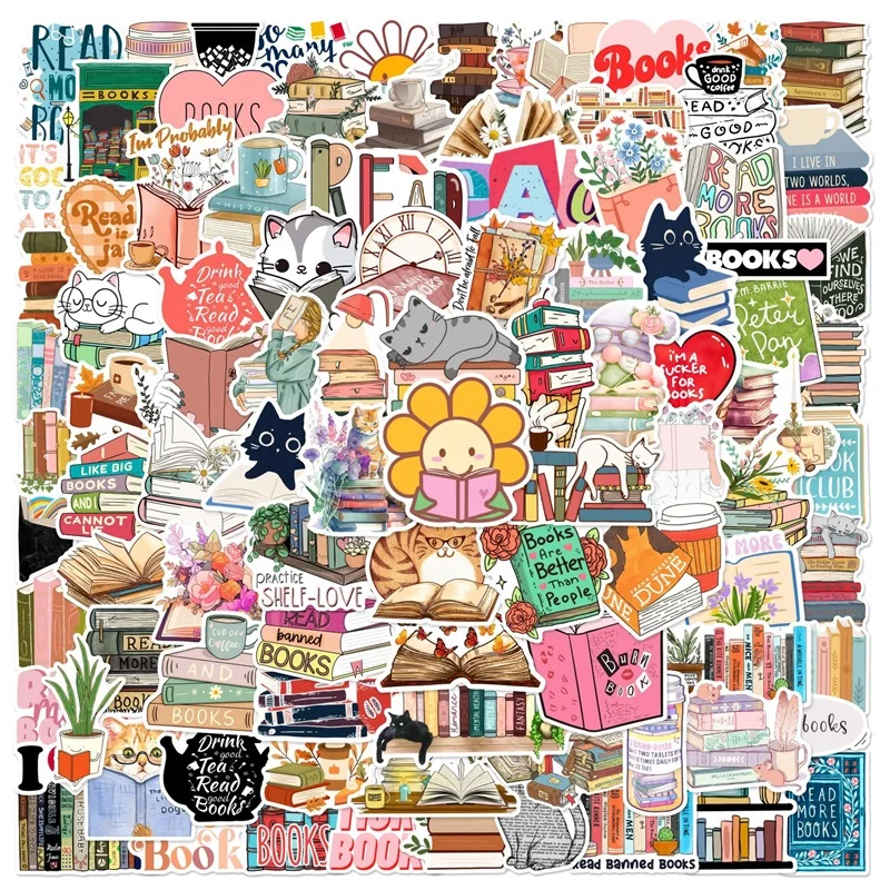 10/30/50/100PCS Kawaii Animal Reading PVC Sticker Aesthetic Decoration Scrapbooking Korean Stationery School Supplies for Kids