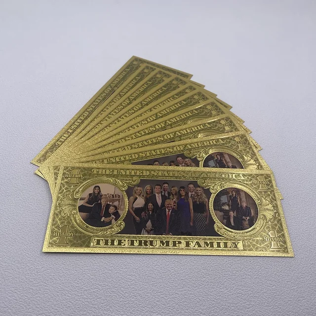 트럼프 수집가들이 반드시 갖춰야 할 기념품: 2024 도널드 트럼프, 트럼프, 부부 가족 금박 지폐, 백만 달러 지폐, 기념 카드