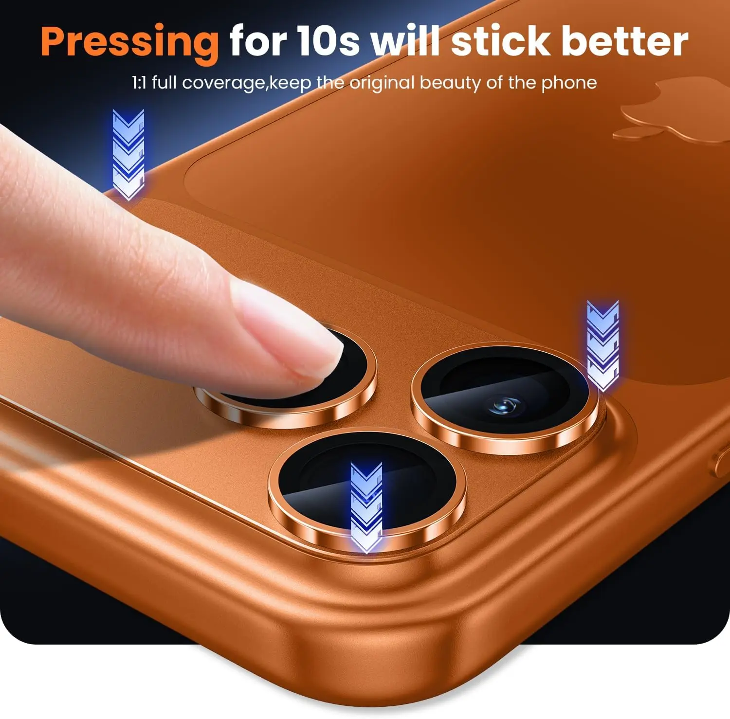 Orange Aluminum Tempered Glass Camera Lens Protector Cover