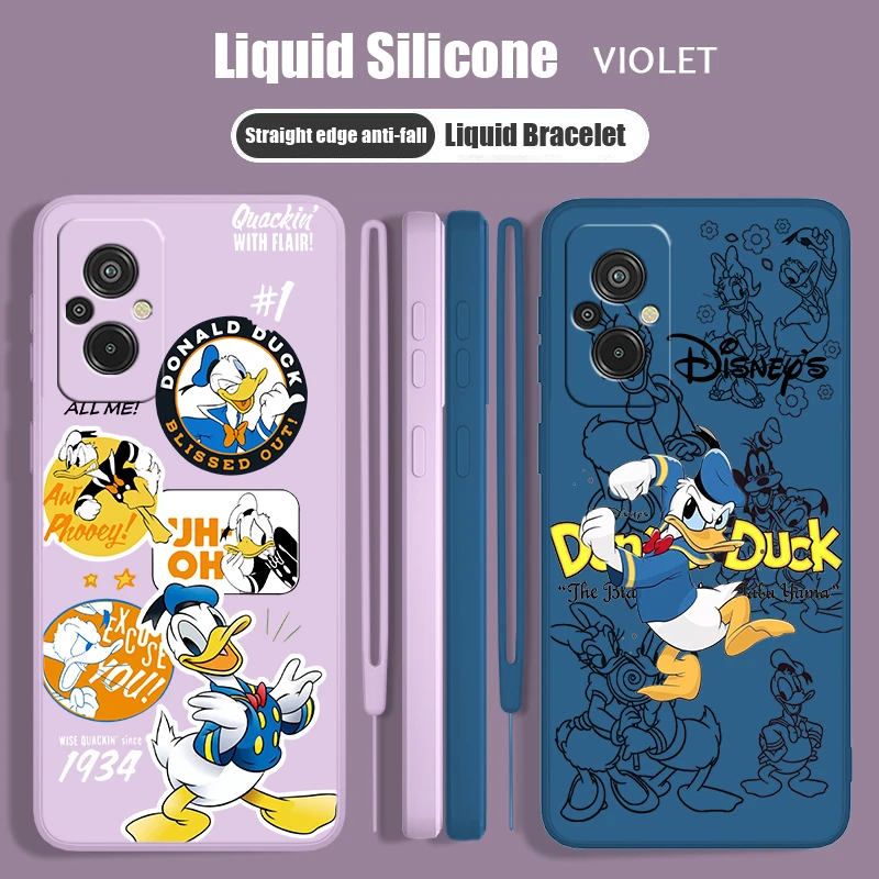 

Cartoon Donald Duck Cute For Redmi 12C 11A 10C 10X 9T 9C 9AT 9A 8A 7A A2 Plus Prime Liquid Rope Silicone Soft Phone Case