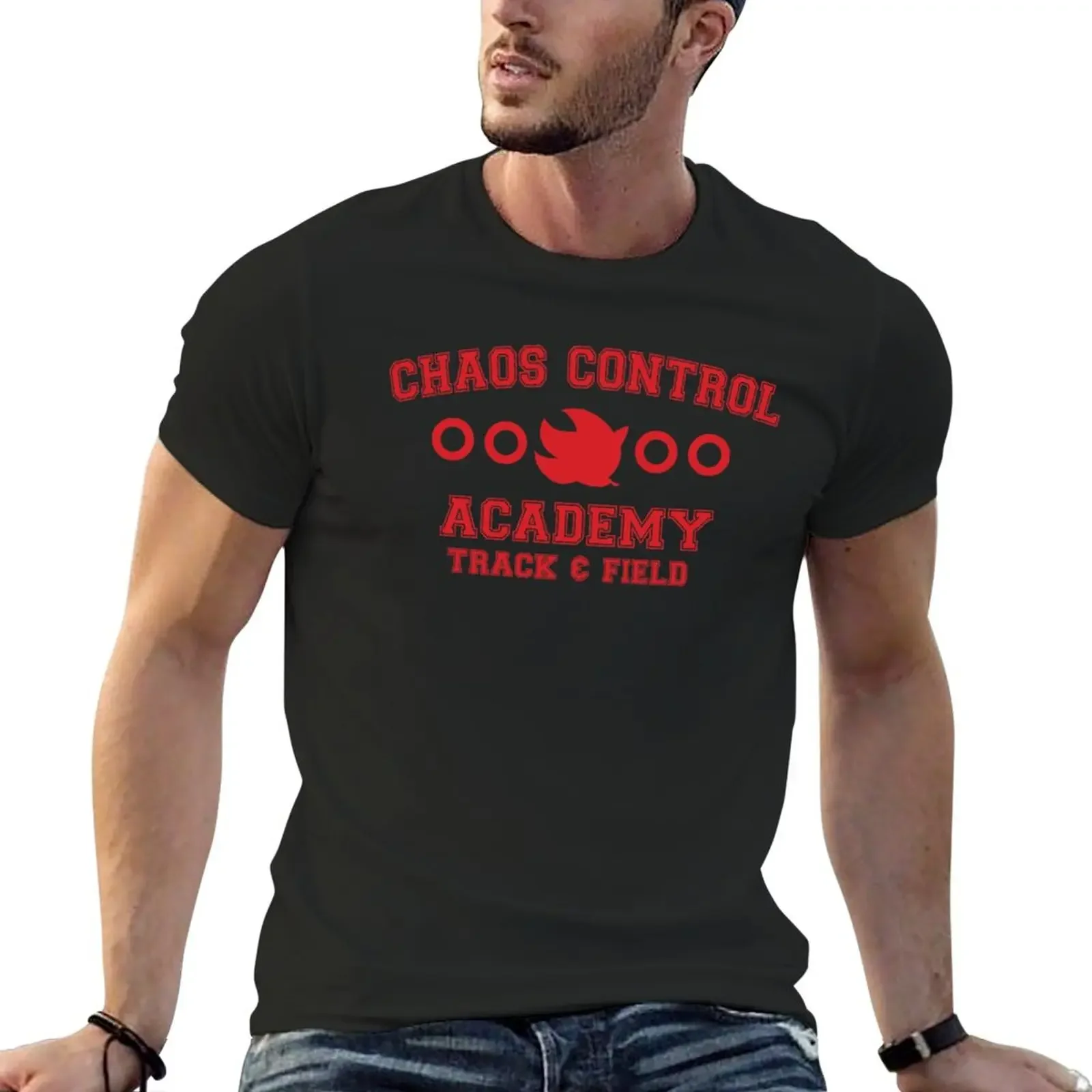 

Chaos Control Academy Track & Field Red T-Shirt Short sleeve tee quick drying T-shirts for men cotton