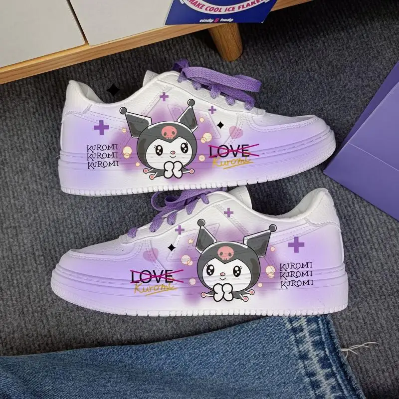 

2023 Kuromi Casual Shoes Kawaii Sanrio Japanese Cherry Cartoon Student Board Shoes Cute Girls Flat Sports Shoes Couple Gift