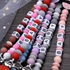 Customized Name Silicone Beads Baby Pacifier Chain Cartoon Dummy Nipple Holder Boy Girl Teether Teething Chain Nursing Chew Gift 5