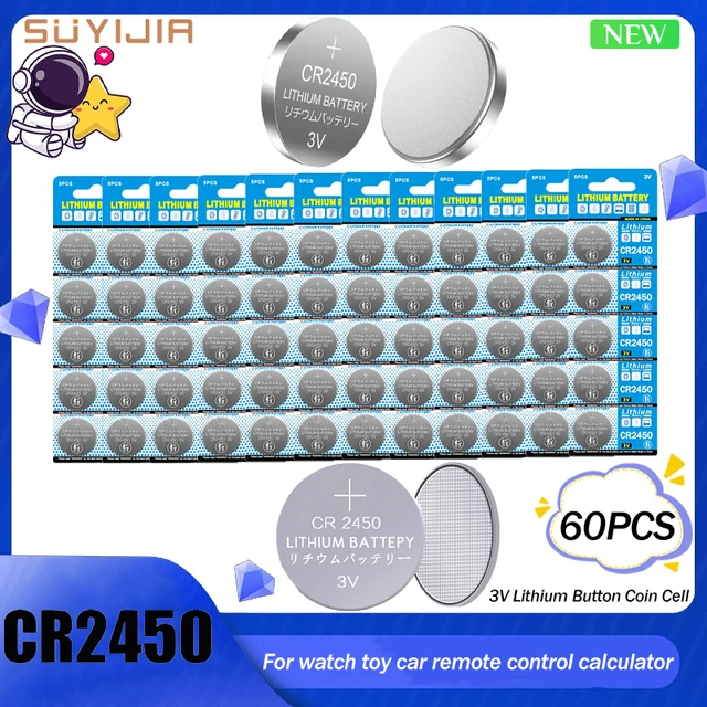 100%Original CR2450 3V 550mAh Button Battery 60 Pcs DL2450 BR2450 LM2450  Suitable for Remote