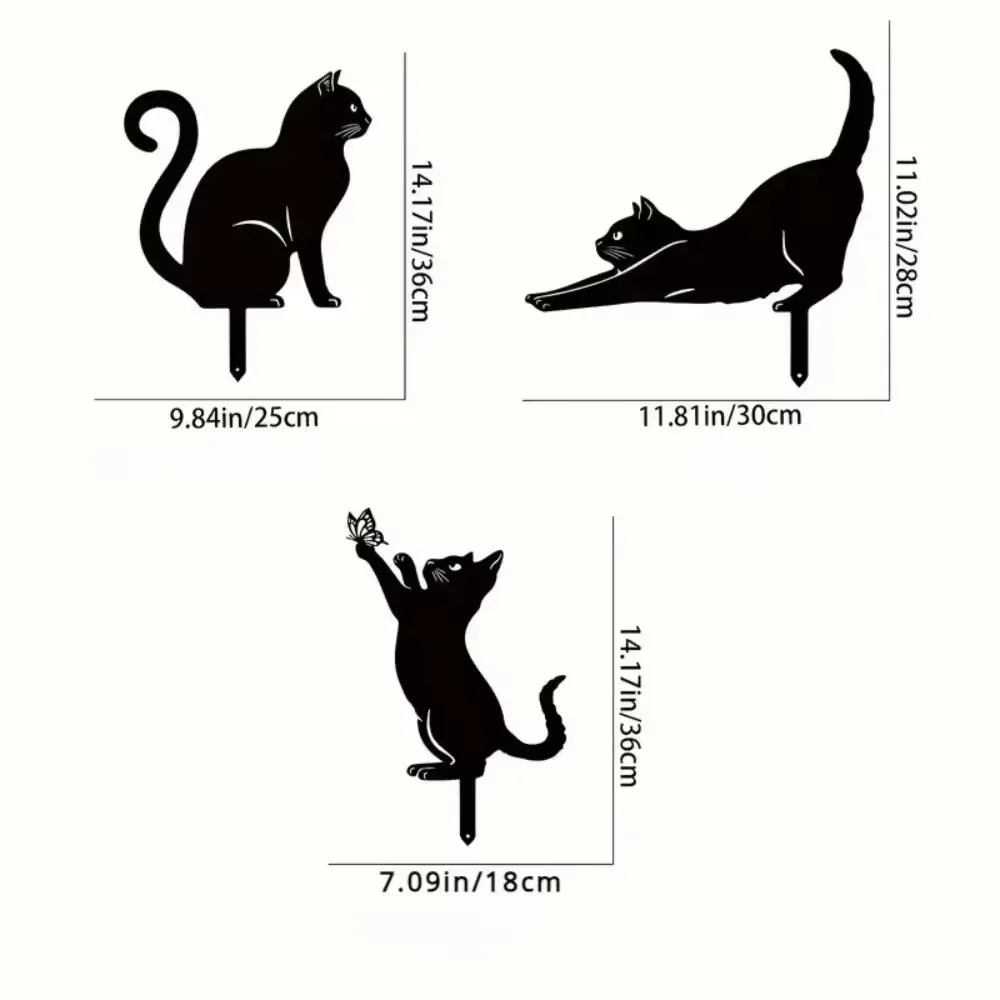 Cute Cat Garden Silhouette Stakes – Tiki-Inspired Outdoor Decor 2