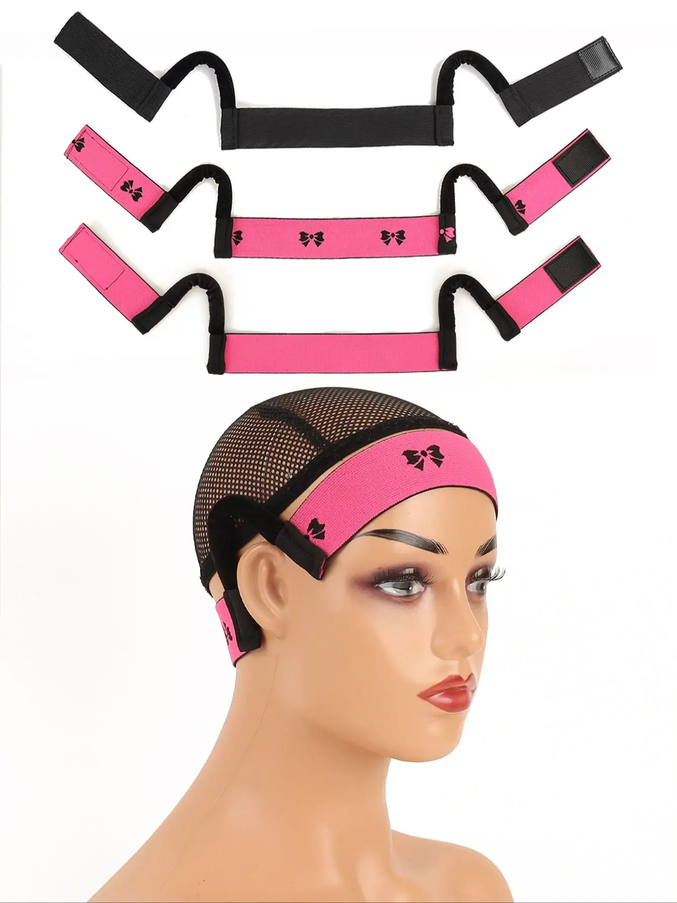 3pcs/1pcs New Arrival Comfortable Lace Melt Wig Band - Adjustable, Ear Protection, 3cm Width, Black, for Wig Edge Security