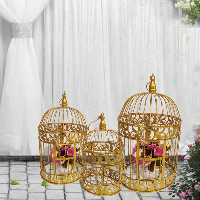 European Gold Iron Decorative Bird Cage Ornaments Decoration Photography  Wedding Flower Cage Hanging Props - AliExpress