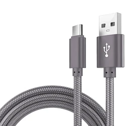Nylon Braided USB A to Type C Fast Charging Cable - 3m (Grey)