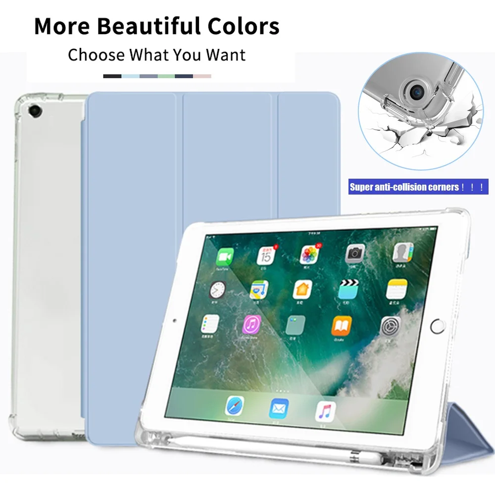 Per Ipad Case 2021 Ipad 10.2 Pollici (9Th/8Th/7Th Generation 2021/2020/2019) Con Portamatite Cover Posteriore Trasparente Morbida