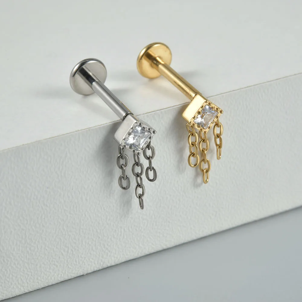 1 STÜCK G23 Titan Minimalistische baumelnde Knorpelohrringe Ohrstecker 16G Innengewinde Zirkon Helix Ohr Tragus Piercing Schmuck – Detail 10