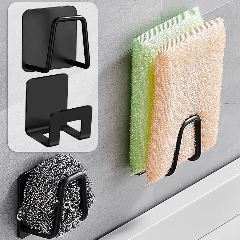 Kitchen Stainless Steel Sponges Racks Multifunctional Storage Hooks Self Adhesive Sink Sponges Drain Drying Rack 1/2/3pcs