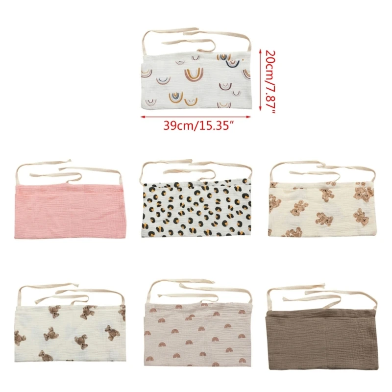 Baby Bedside Hanging Storage Bag Double Layer Cotton Pockets for Stroller Diaper Toy Tissue Multipurpose images - 6