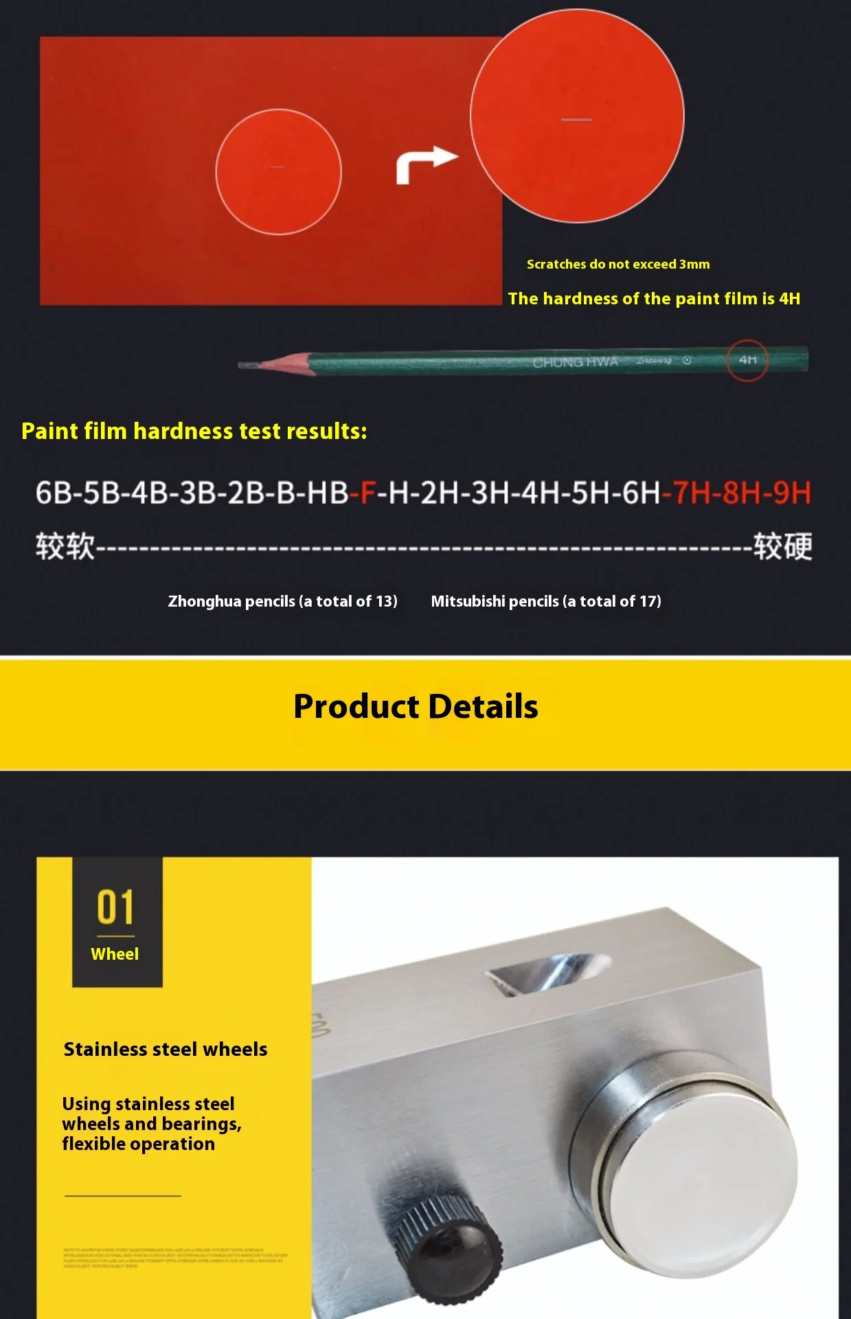 Portable Pencil Hardness Tester Professional Durometer Metal Scratch Hardness Te