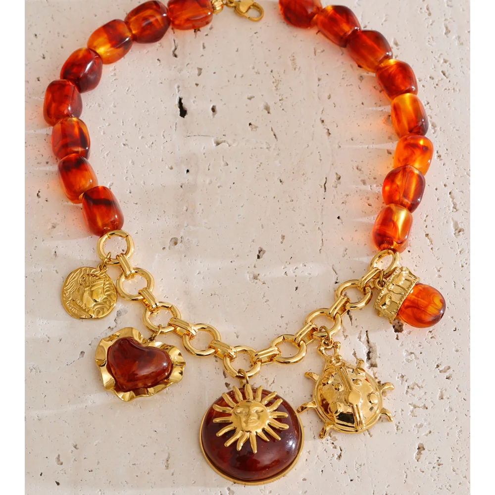 Yhpup Necklace Resin Handmade Waterproof