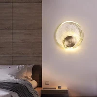 Light luxury copper bedroom bedside wall lamp living room sofa simple background wall glass wall lamp designer creative lamps 2