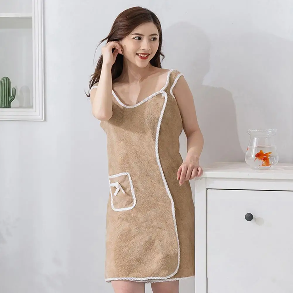 Cute Bathrobe with Pockets Soft Spa Bathrobe Soft Coral Fleece Bath Towel Wrap with Adjustable Button Closure Unisex for Shower