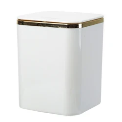 Compact Desktop Trash Bin - Portable Plastic Waste Container (White)