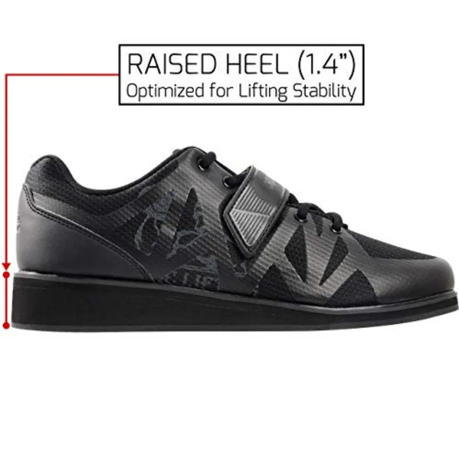 Powerlifting Shoes MEGIN (Black, 10 US) and Ankle/Wrist Weights (1 Pair, Two 2 lbs) Sleek Grey