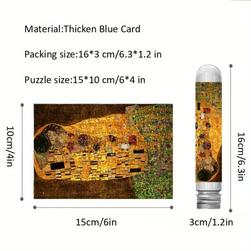 150pcs Mini Test Tube Puzzle The Kiss Gustav Klimt Famous Painting Funny Educational Game Wall Display Birthday Festival Gifts 3