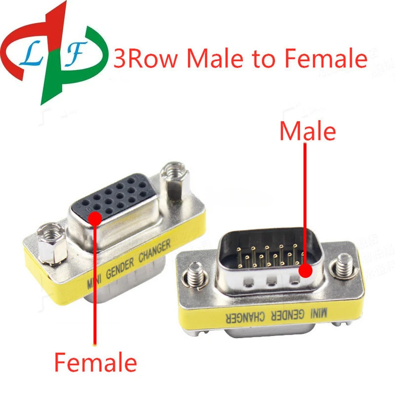 젠더 체인저 어댑터, RS232 콤 D-서브-수 암 VGA 플러그 커넥터, DB9 DB15 DB25, 3 열 15 핀, 2 개