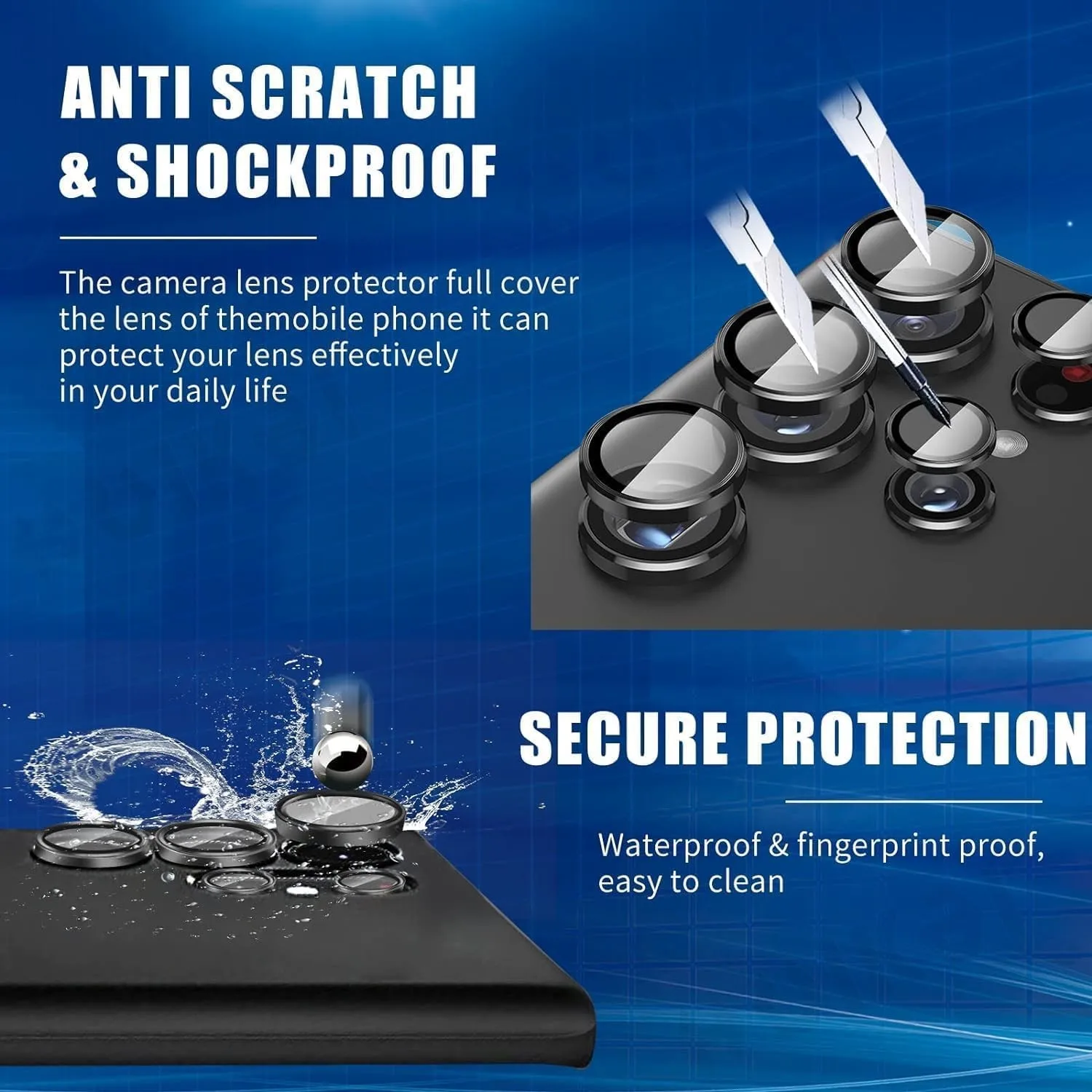 Premium Camera Lens Protector Tempered Glass - Scratch-Resistant Metal Cover, 2 Pack
