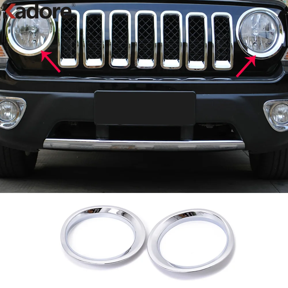 

For Jeep Patriot 2011-2013 2014 2015 2016 2017 Chrome Front Head Light Lamp Cover Headlight Decoration Frame Car Accessories