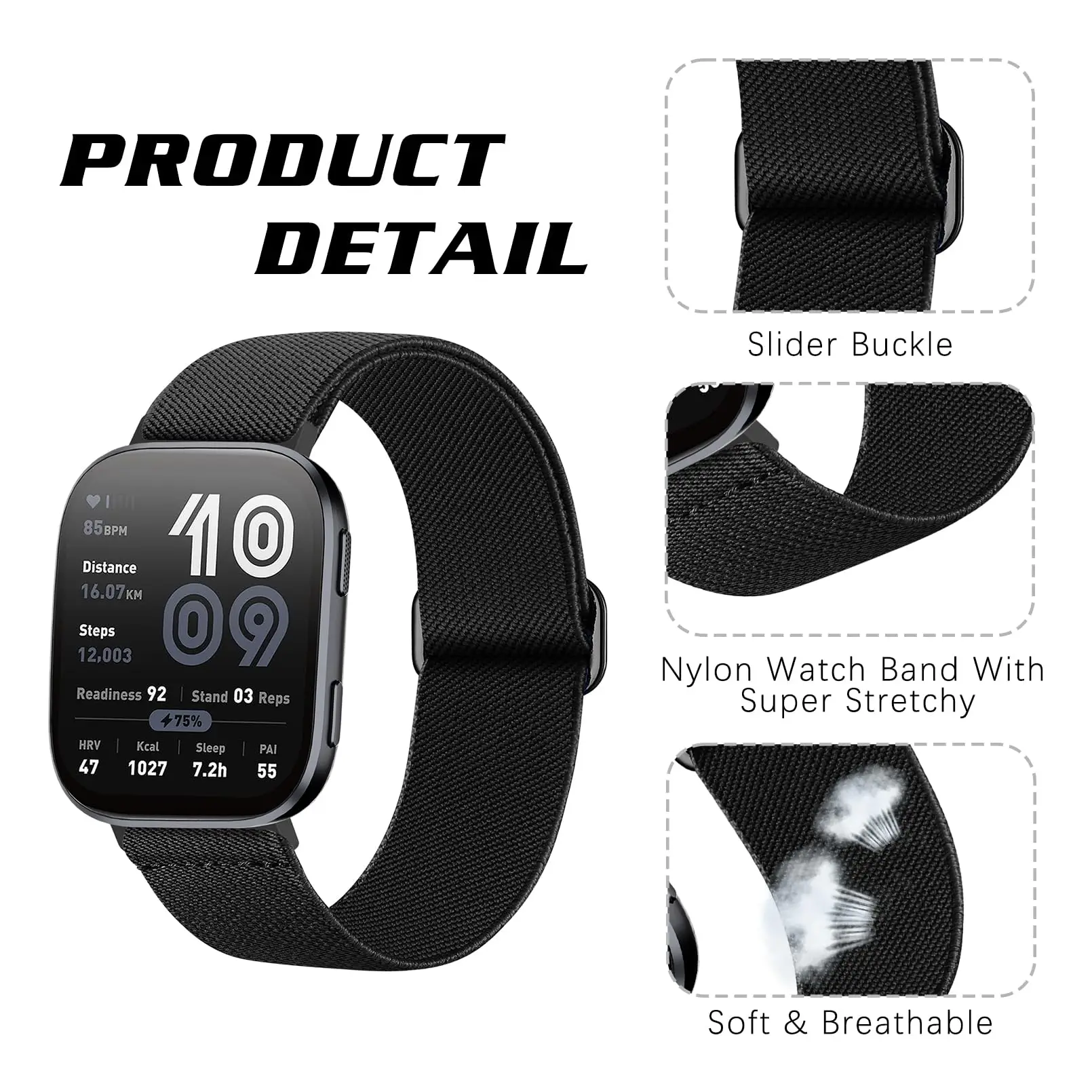 Elastic Nylon Strap - Sporty & Versatile 20mm/22mm Bracelet Band