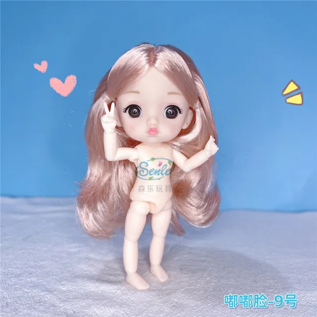New OB11 Doll Body 13 Joints Cute Face 3D Brown Big-eyed 12CM Naked Dolls with Shoes Children Girls DIY Toy Gift 1/12 Munecas 3