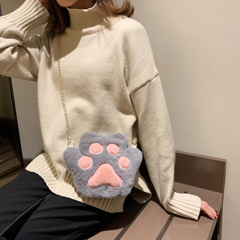 Coin Purse Cute Bear Paw Girls Chain Zipper Shoulder Bag for Children