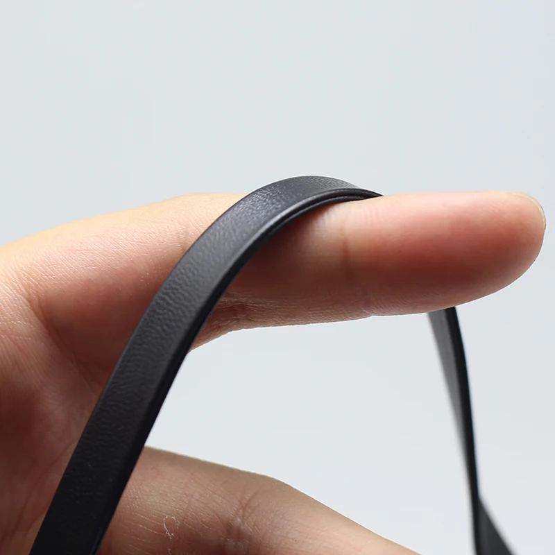Leather Cord Black Thickened Leather Rope Material Handmade Leather Rope PU Flat Strand Suitable for Jewelry 2m